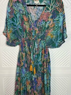 World Market Teal Coral Print Dress. Or Swimsuit cover up.